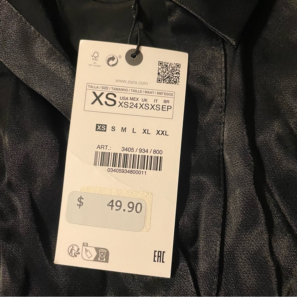 Zara Black Satin Blouse - Picture 4 of 5